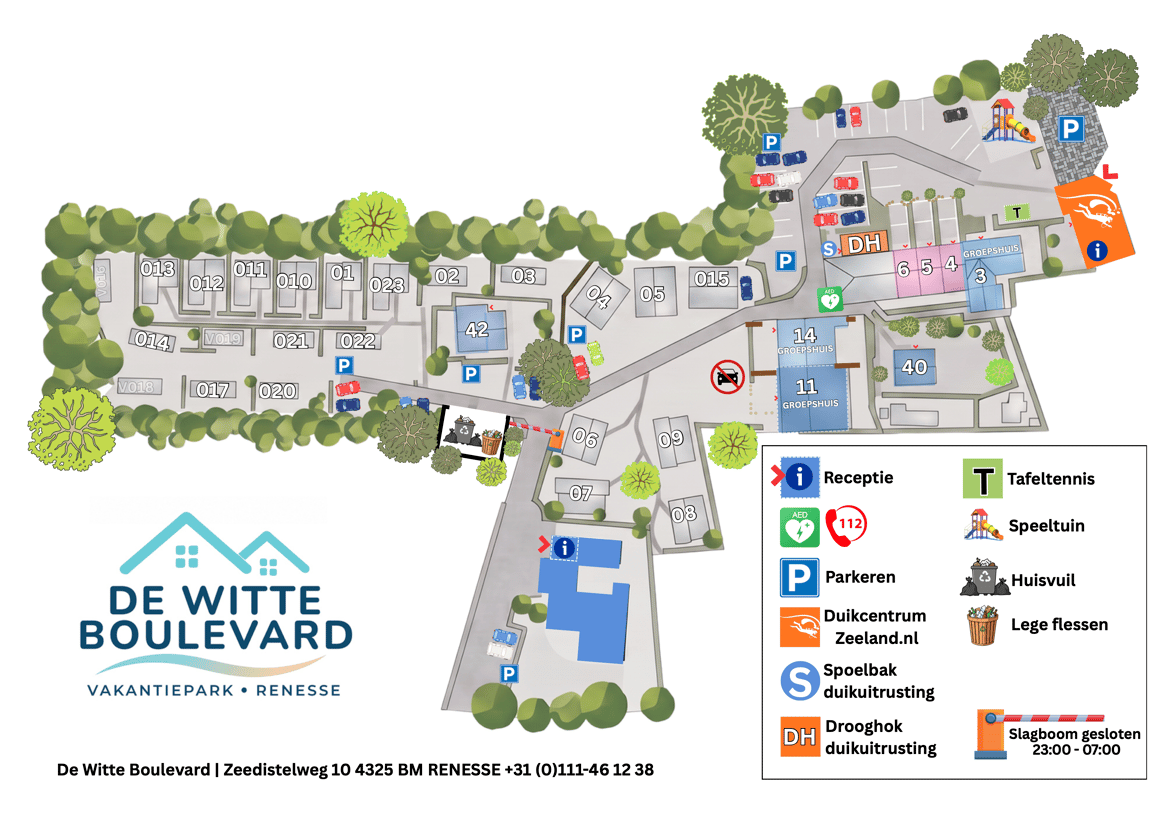 Plattegrond van vakantiepark De Witte Boulevard in Renesse